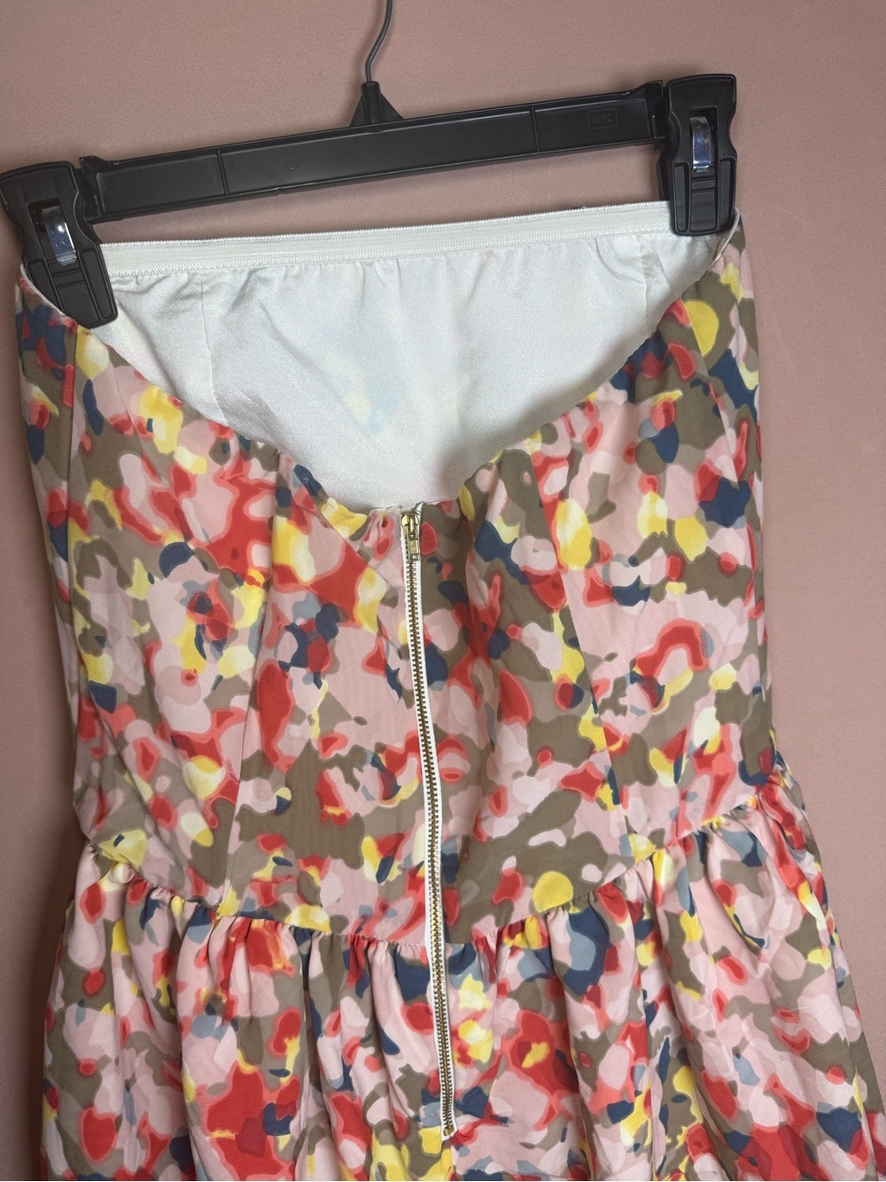 Love...Ady Strapless Abstract Multicolor Spring Summer Mini Short Dress Size M - Picture 5 of 9
